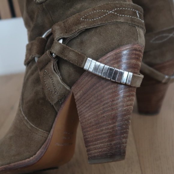 Isabel Marant Gaucho Ankle Boot EU 40 Calfskin Suede in Color Khaki Heels - Picture 3 of 9